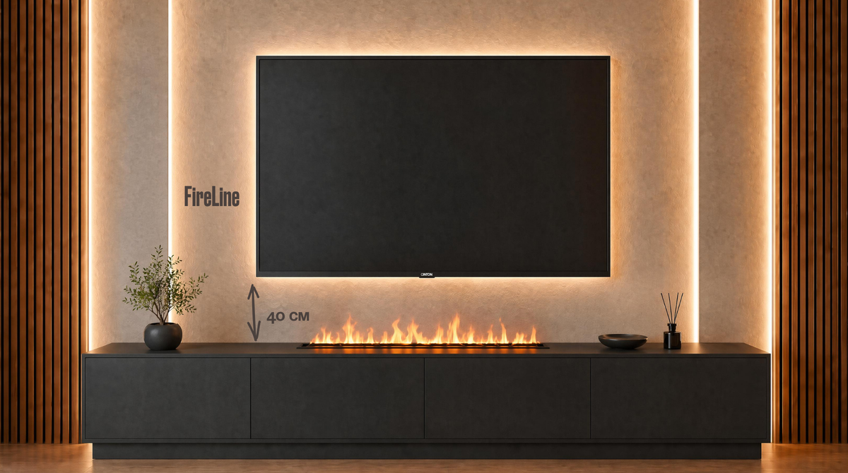 Минимальное расстояние 40 см для камина FireLine