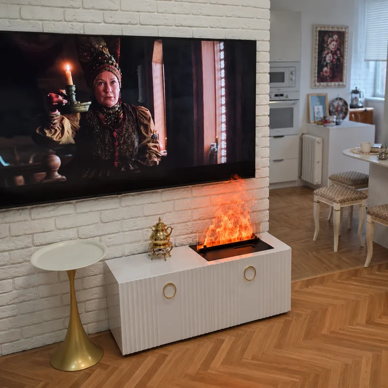 Расположение камина относительно ТВ-зоны и обеденного стола