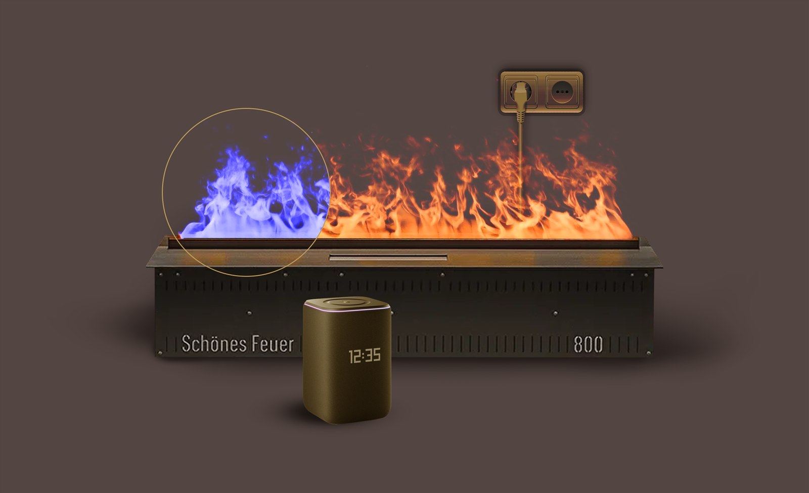 Схема технологий парового камина Schönes Feuer